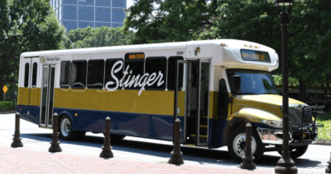 Stinger bus parked at curb