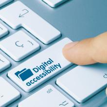 Keyboard with digital accessibility button
